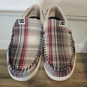 [DC Villain TX] Men's Size 10 - Plaid Slip-On Skateboard Shoes - 301815